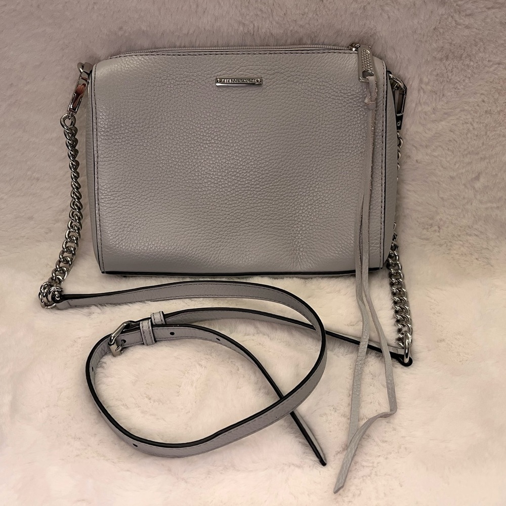 Rebecca Minkoff Moto 3 Zip Crossbody Bag in Light Grey